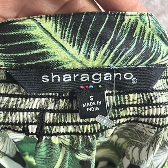 Sharagano Green Leaf Print Blouse Size Small - Picture 4 of 8